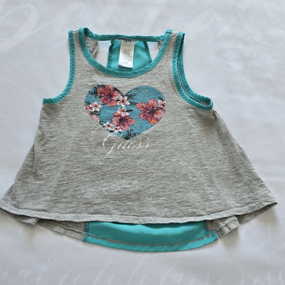 Guess Gray and Teal Kids Tank Top